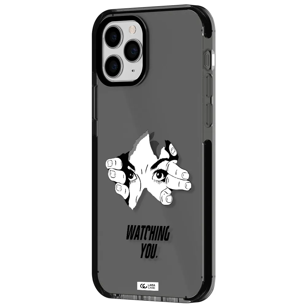 a hand with a hole in the wall Apple iPhone 11 pro max impact Smoke Black Case