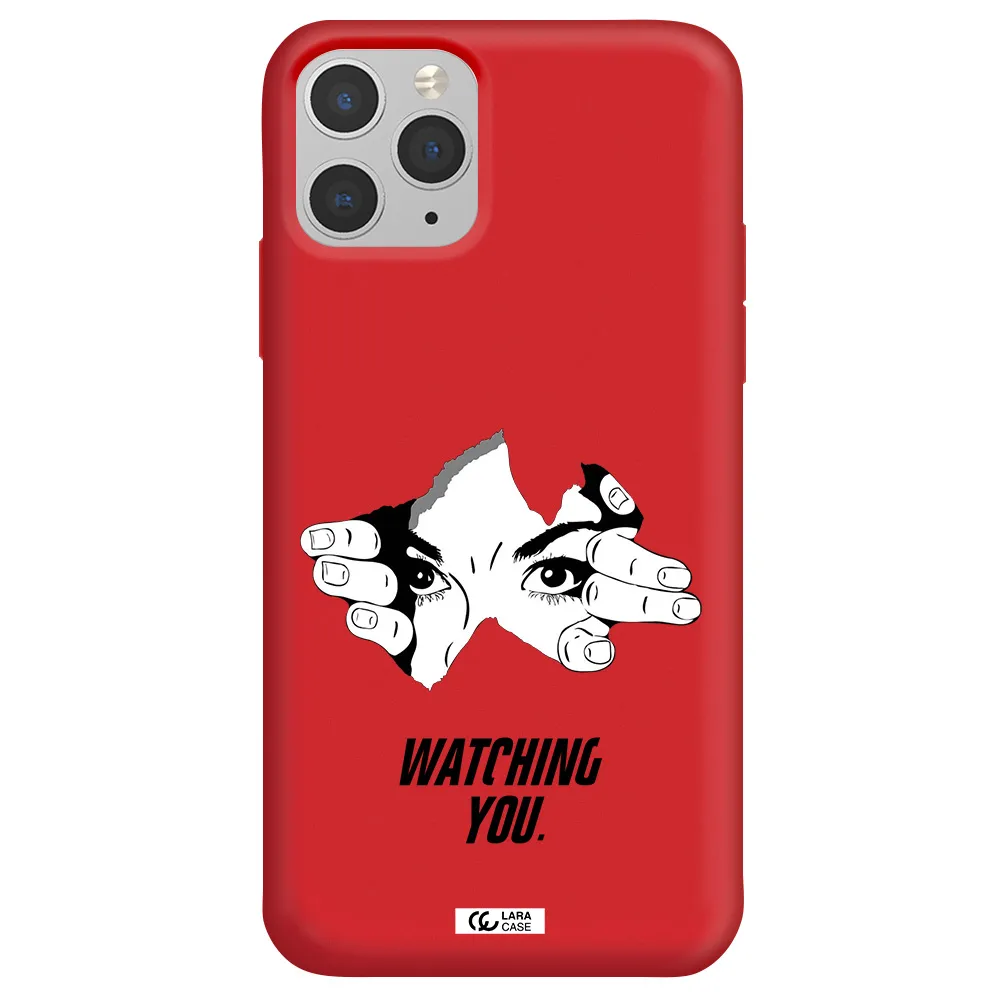 a hand with a hole in the wall Apple iPhone 11 pro max Silicone Imperial Red Case