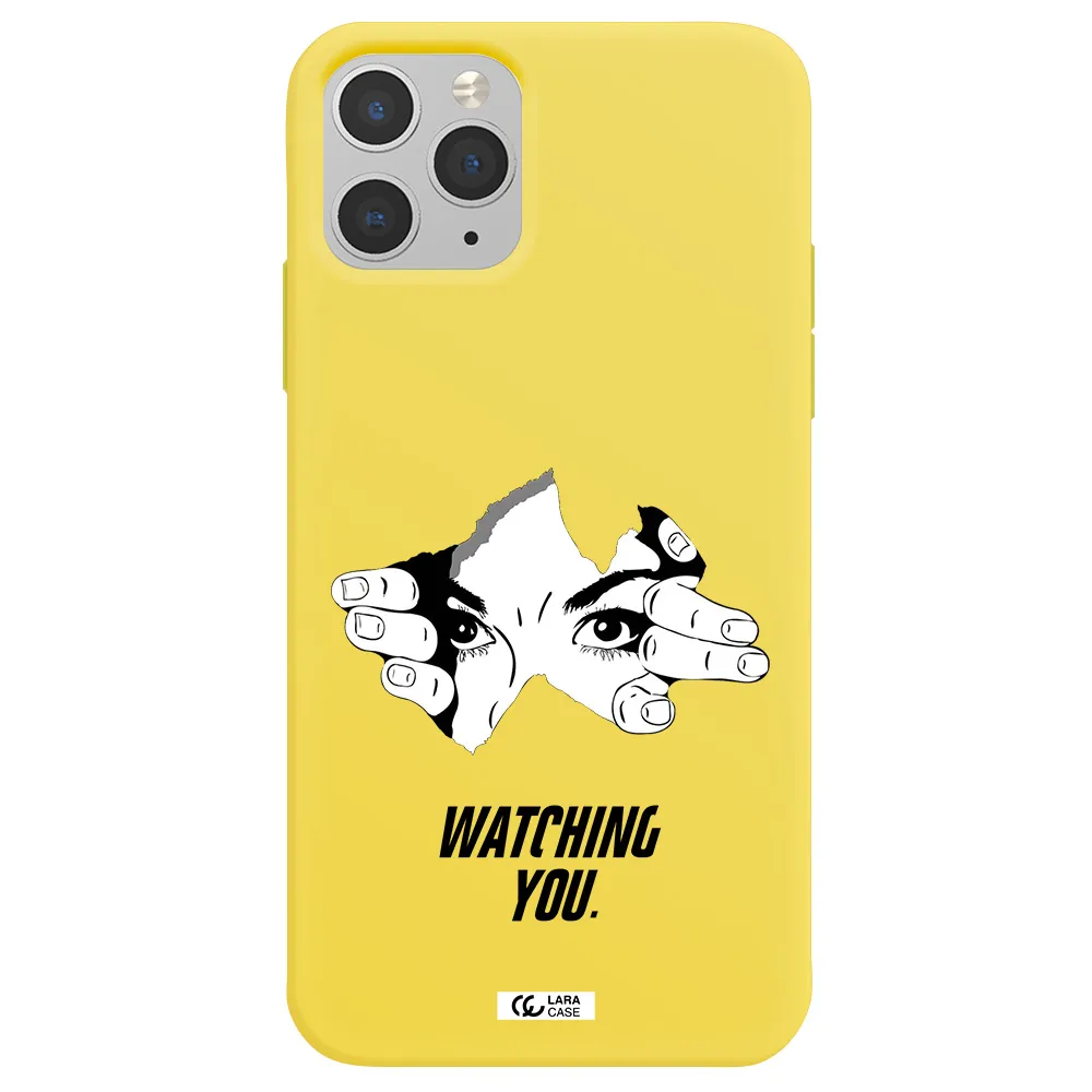 a hand with a hole in the wall Apple iPhone 11 pro Silicone canary yellow Case