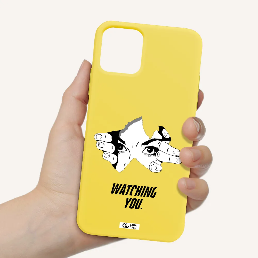 a hand with a hole in the wall Apple iPhone 11 pro Silicone canary yellow Case