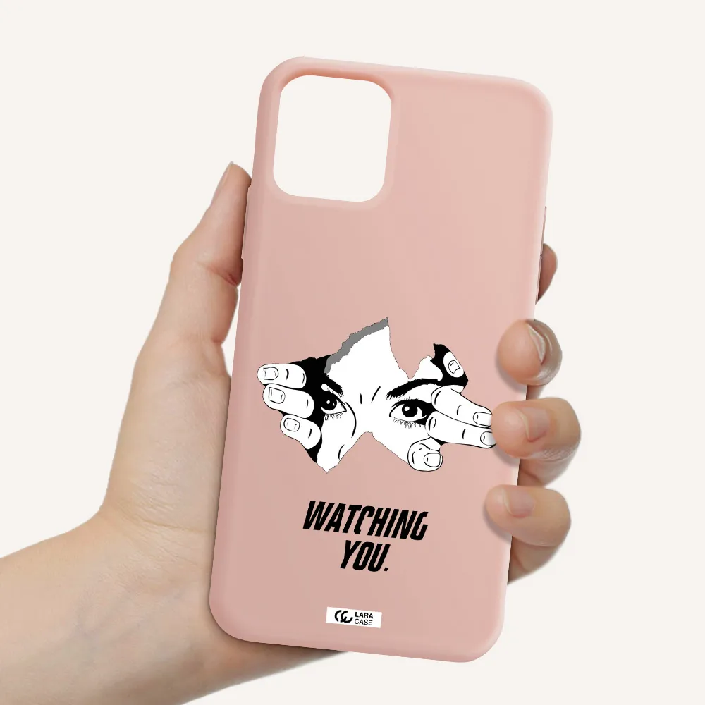 a hand with a hole in the wall Apple iPhone 11 pro Silicone pastel pink Case