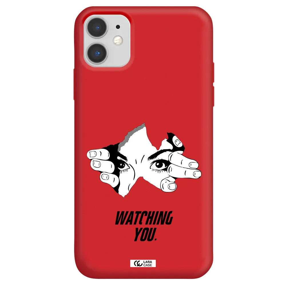 a hand with a hole in the wall Apple iPhone 11 Silicone Imperial Red Case