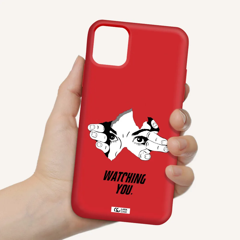 a hand with a hole in the wall Apple iPhone 11 Silicone Imperial Red Case