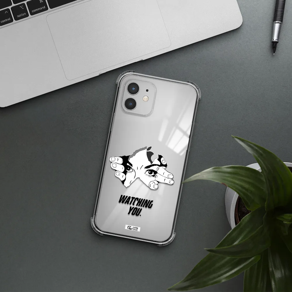 a hand with a hole in the wall Apple iPhone 12 Clear PC Case