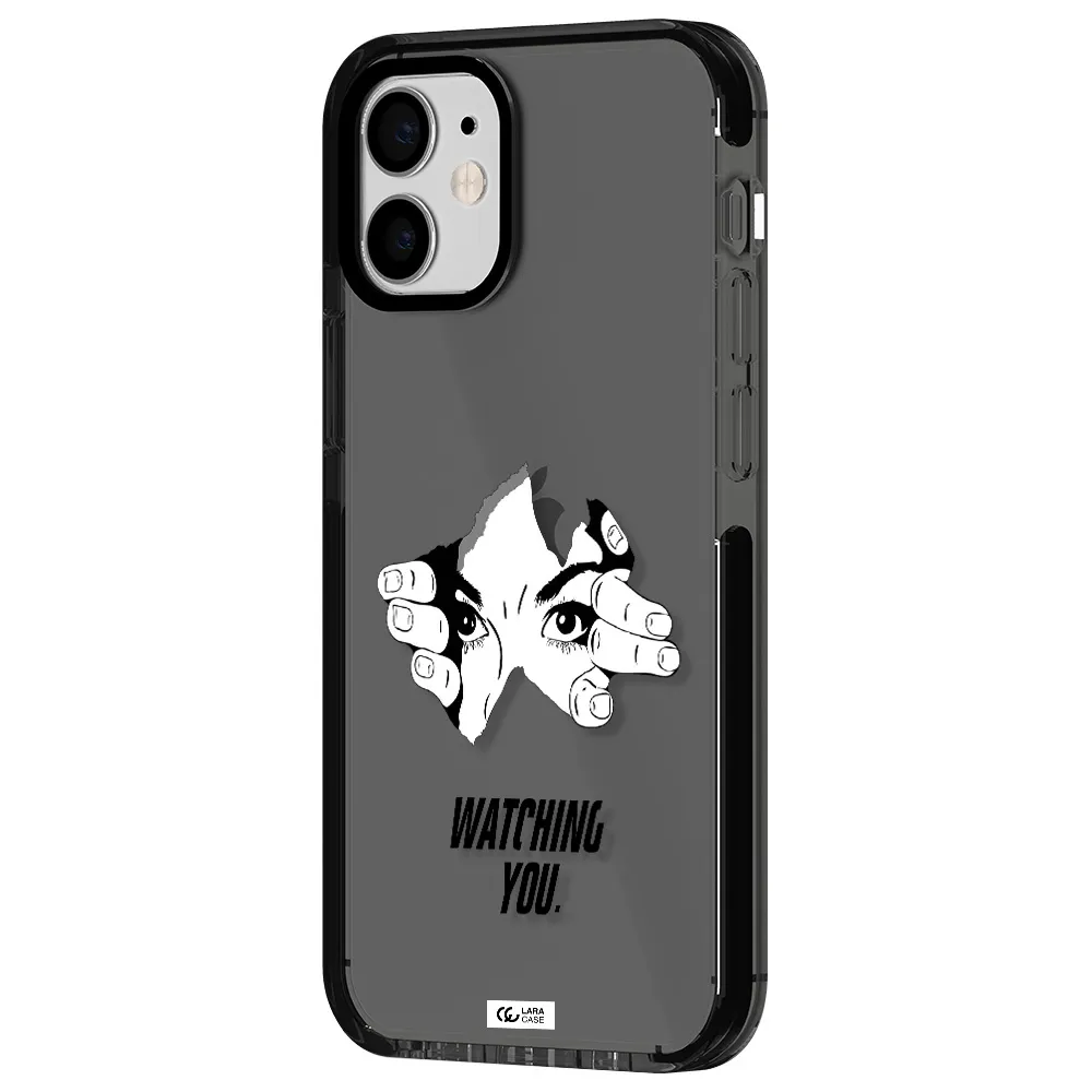 a hand with a hole in the wall Apple iPhone 12 mini impact Smoke Black Case