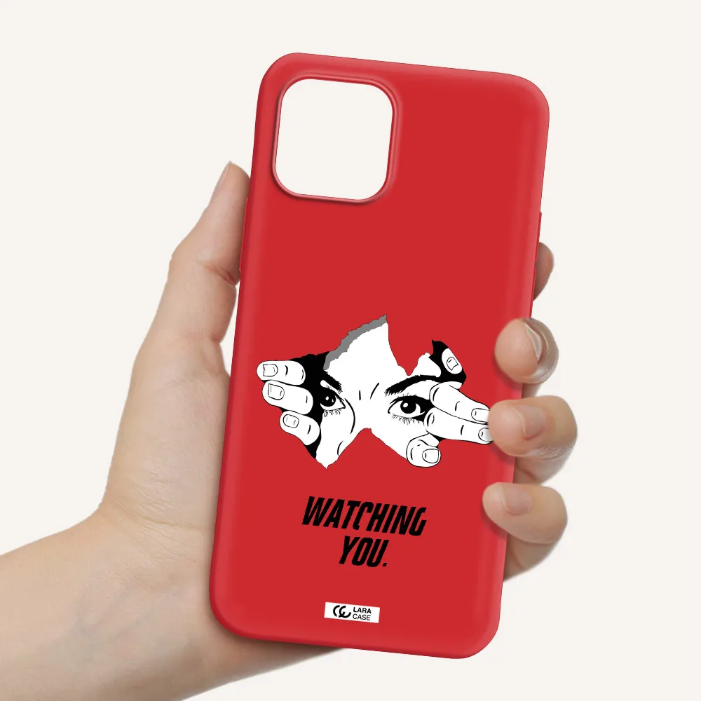 a hand with a hole in the wall Apple iPhone 12 mini Silicone Imperial Red Case