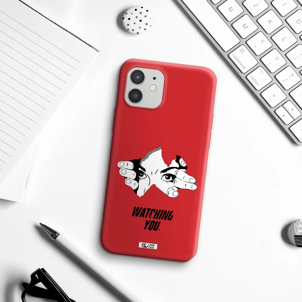 a hand with a hole in the wall Apple iPhone 12 mini Silicone Imperial Red Case