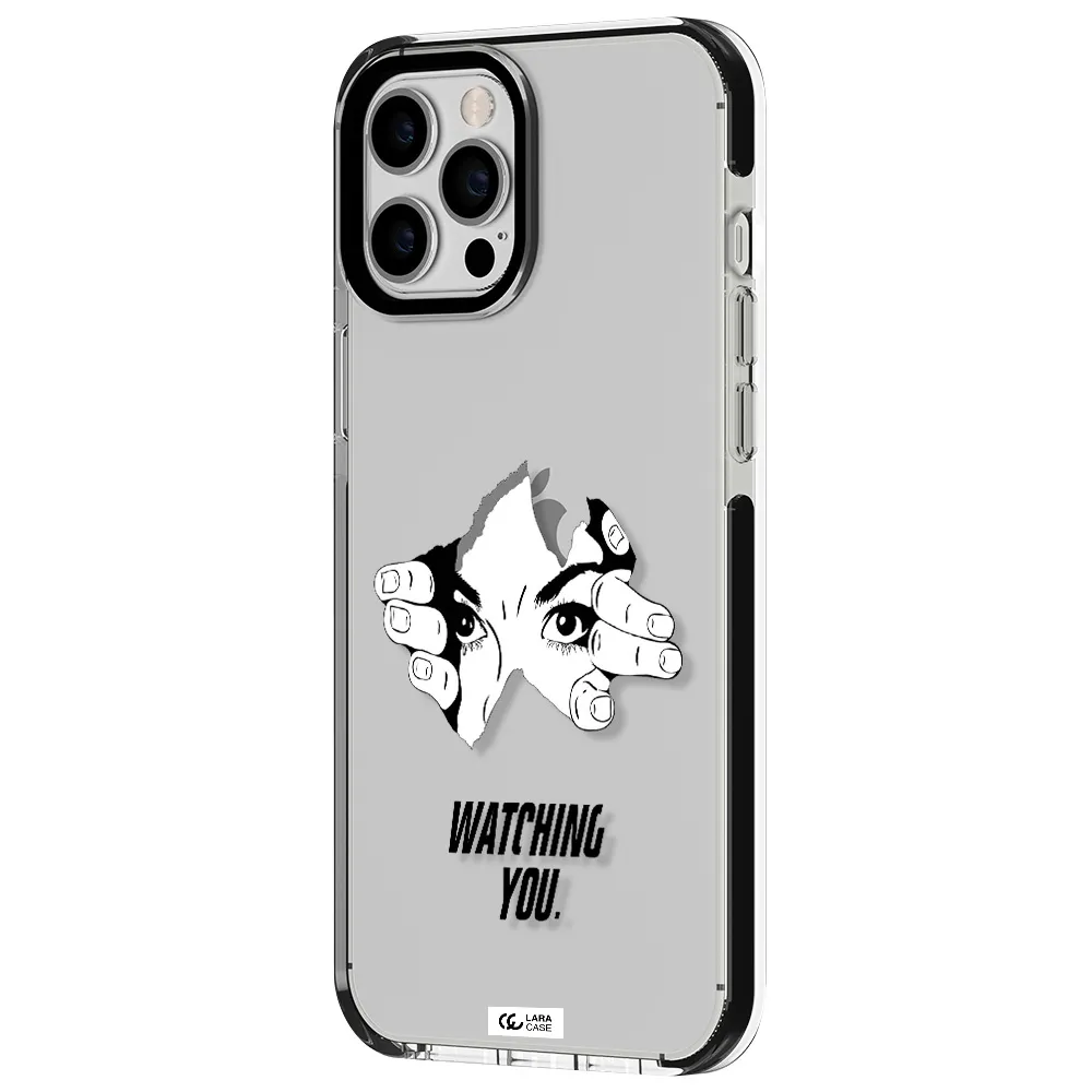 a hand with a hole in the wall Apple iPhone 12 pro max impact black border Case