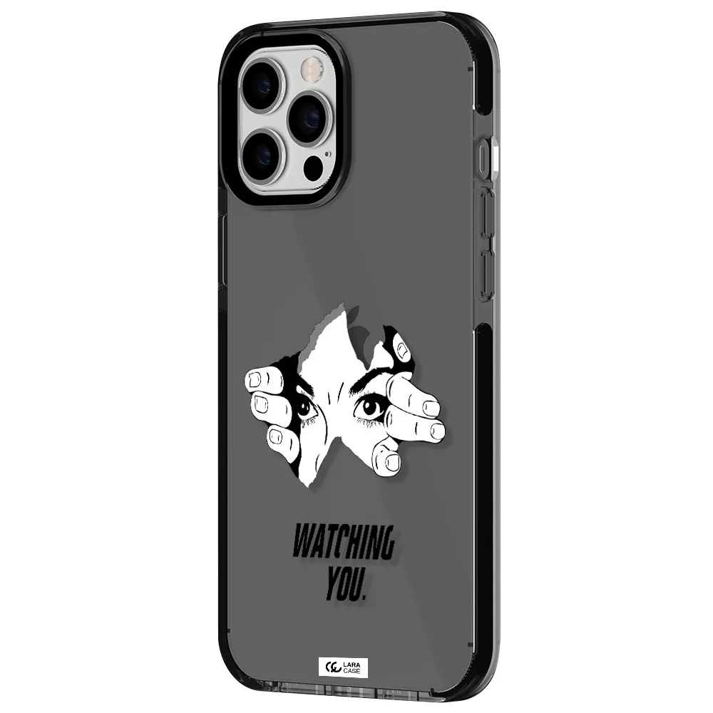 a hand with a hole in the wall Apple iPhone 12 pro max impact Smoke Black Case