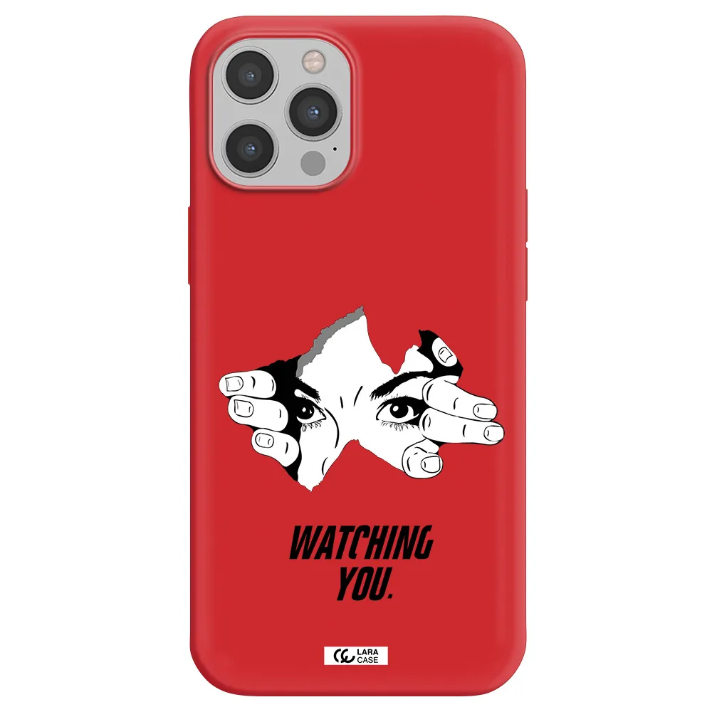 a hand with a hole in the wall Apple iPhone 12 pro max Silicone Imperial Red Case