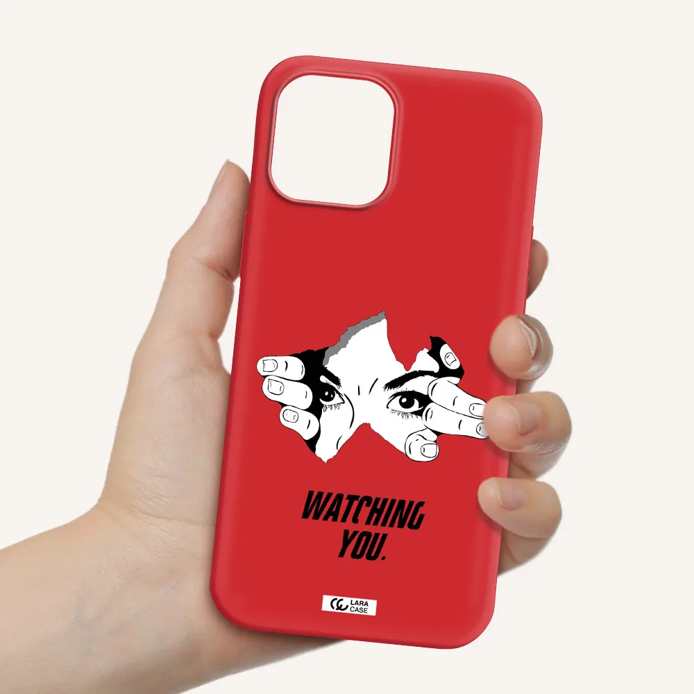 a hand with a hole in the wall Apple iPhone 12 pro max Silicone Imperial Red Case