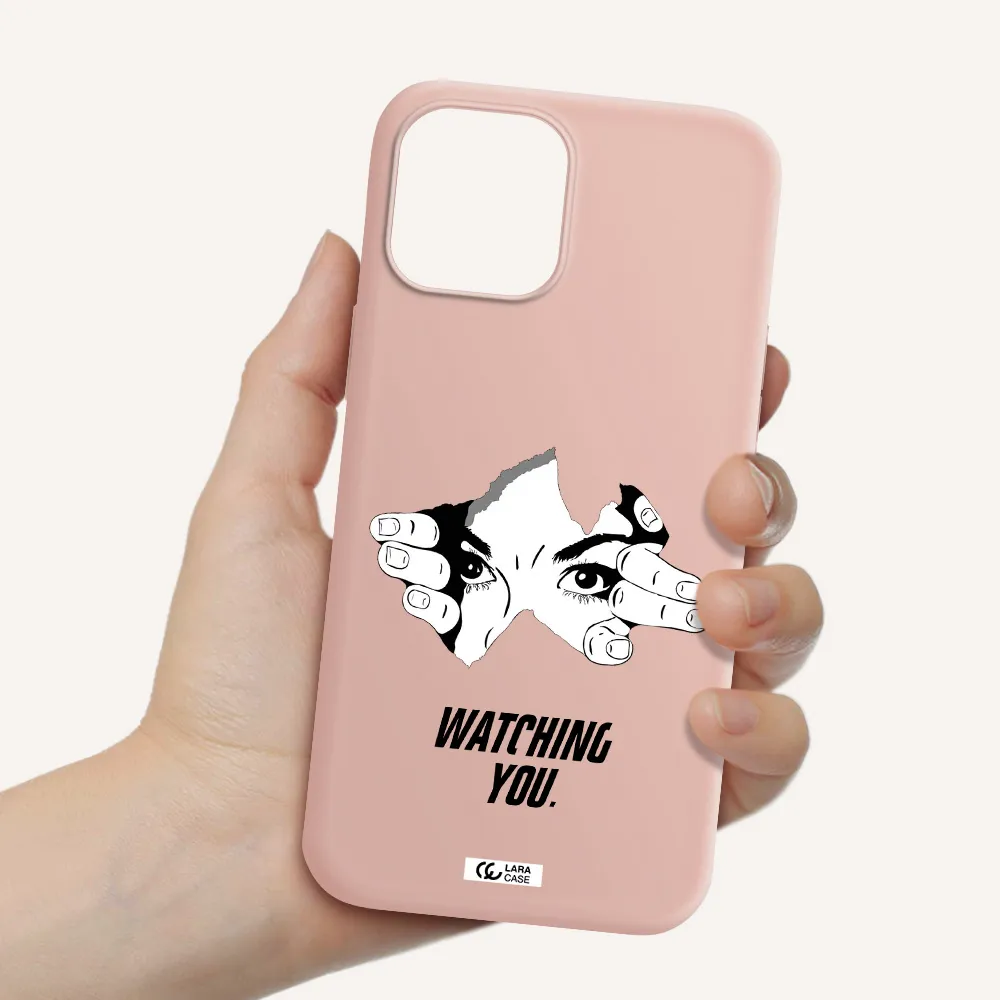 a hand with a hole in the wall Apple iPhone 12 pro max Silicone pastel pink Case