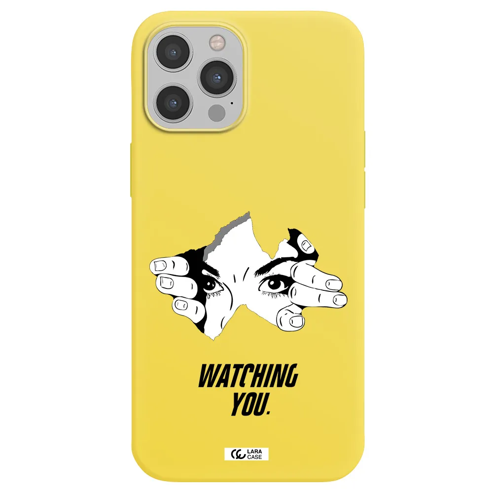 a hand with a hole in the wall Apple iPhone 12 pro Silicone canary yellow Case