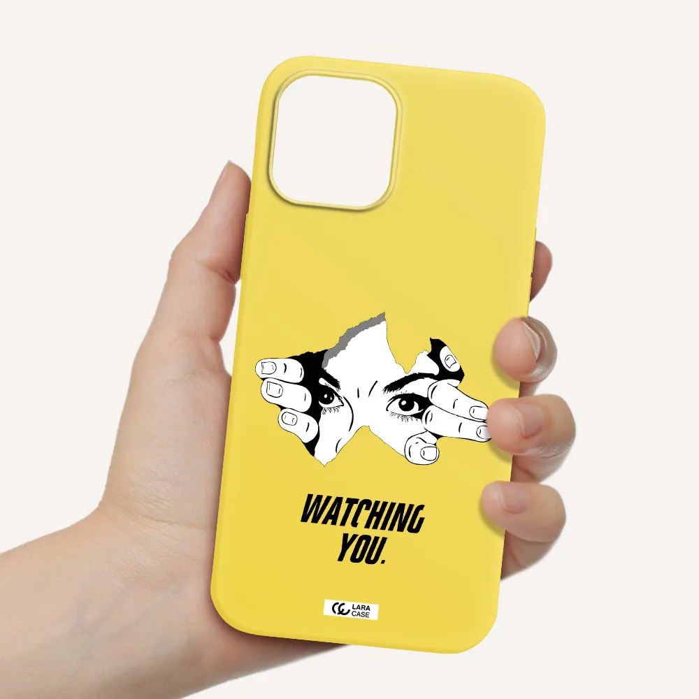 a hand with a hole in the wall Apple iPhone 12 pro Silicone canary yellow Case