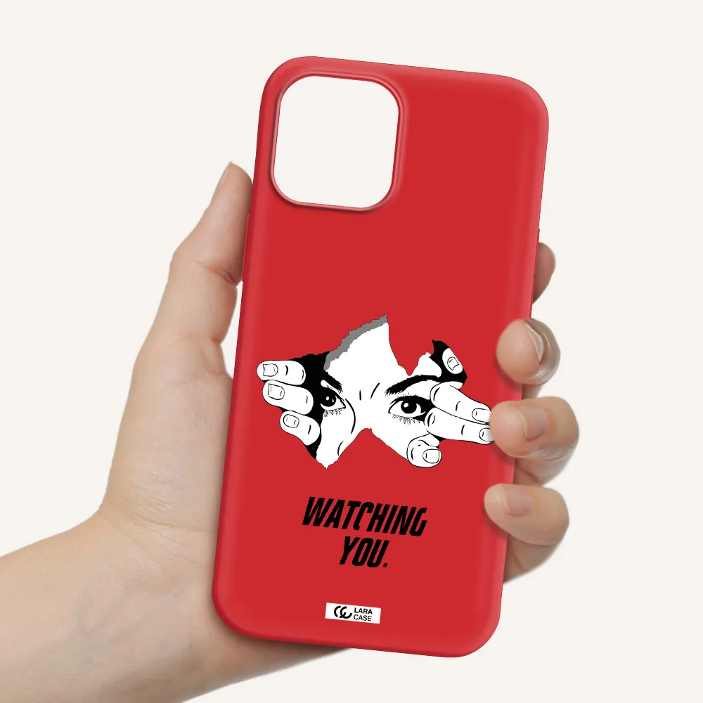 a hand with a hole in the wall Apple iPhone 12 pro Silicone Imperial Red Case