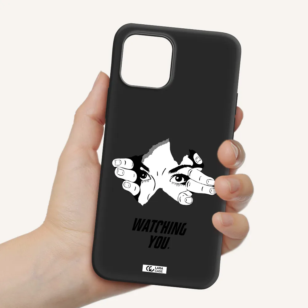 a hand with a hole in the wall Apple iPhone 12 Silicone black Case