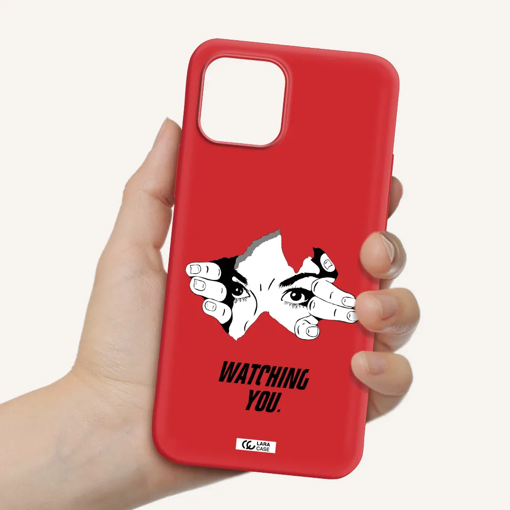 a hand with a hole in the wall Apple iPhone 12 Silicone Imperial Red Case