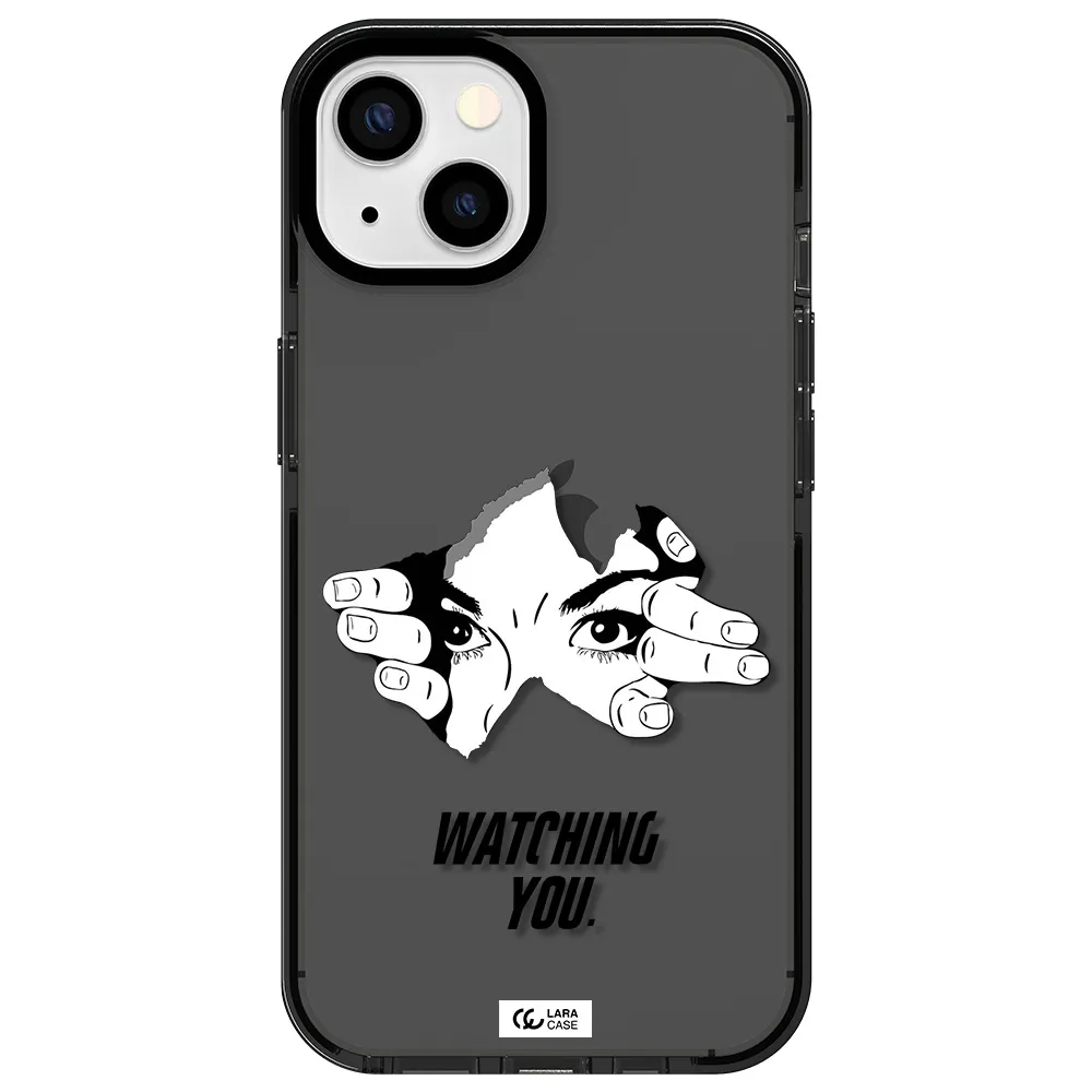 a hand with a hole in the wall Apple iPhone 13 impact Smoke Black Case