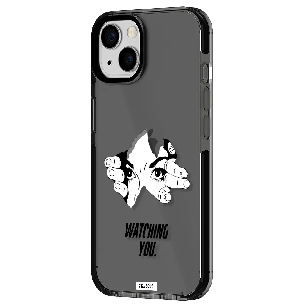 a hand with a hole in the wall Apple iPhone 13 impact Smoke Black Case