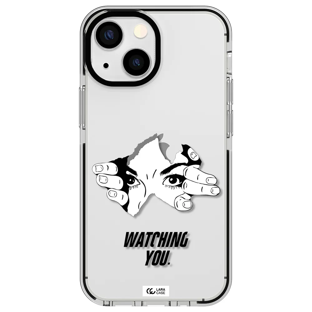 a hand with a hole in the wall Apple iPhone 13 mini impact black border Case