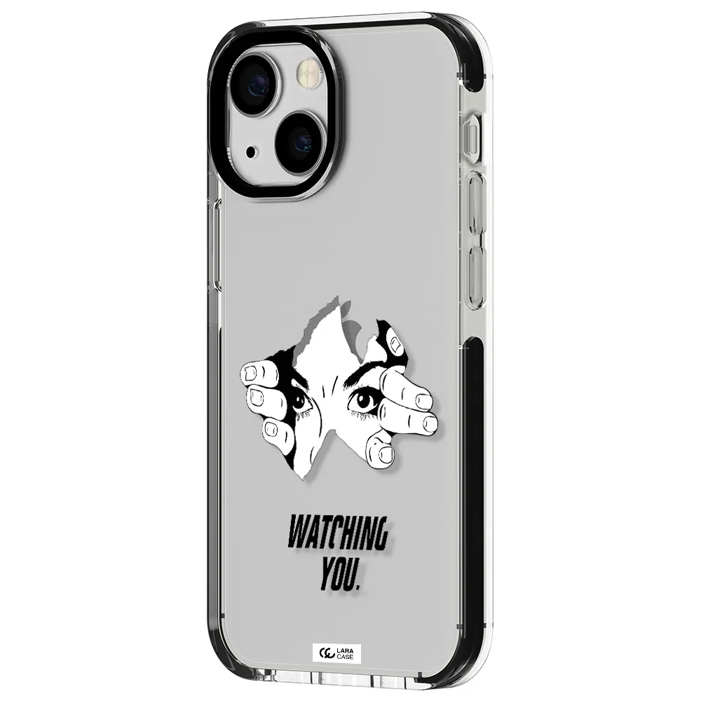 a hand with a hole in the wall Apple iPhone 13 mini impact black border Case