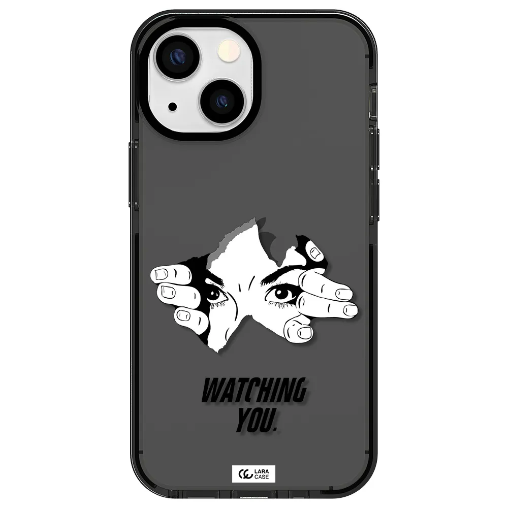 a hand with a hole in the wall Apple iPhone 13 mini impact Smoke Black Case