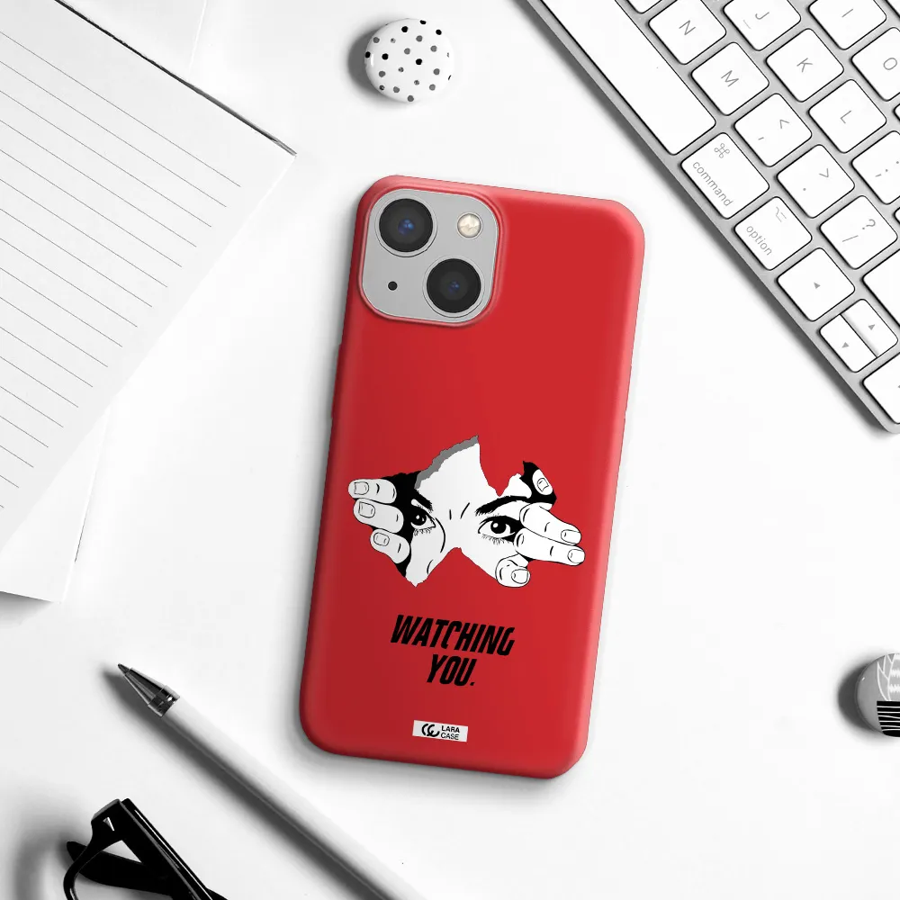 a hand with a hole in the wall Apple iPhone 13 mini Silicone Imperial Red Case