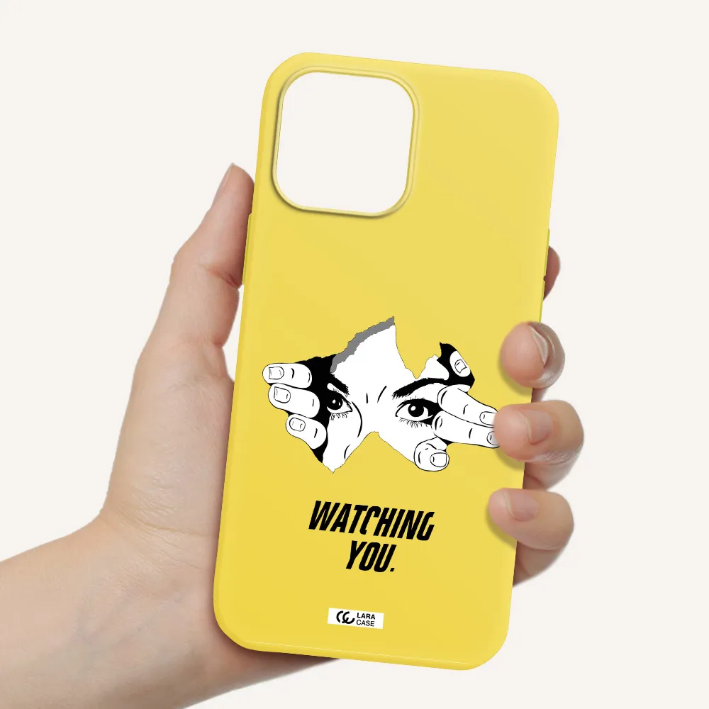 a hand with a hole in the wall Apple iPhone 13 Pro Silicone canary yellow Case