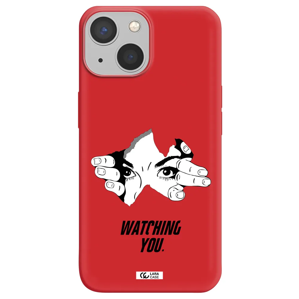 a hand with a hole in the wall Apple iPhone 13 Silicone Imperial Red Case