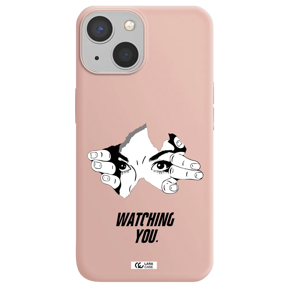 a hand with a hole in the wall Apple iPhone 13 Silicone pastel pink Case