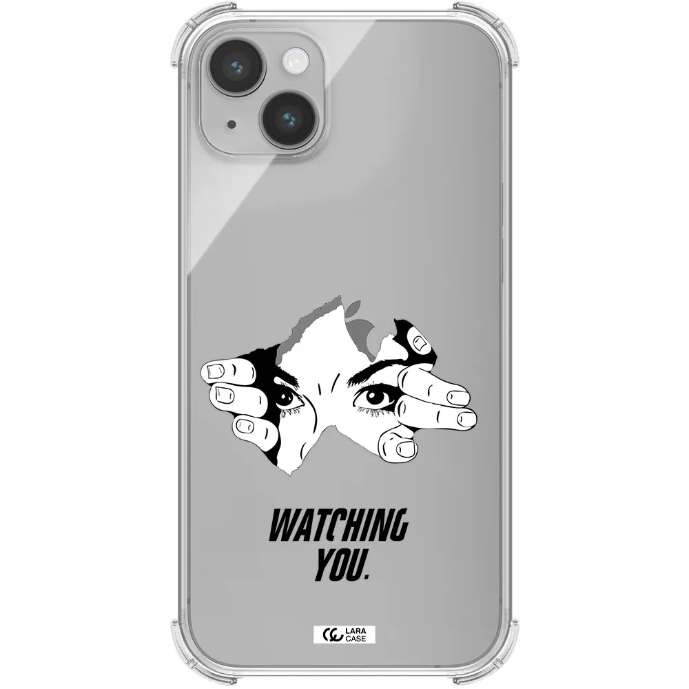 a hand with a hole in the wall Apple iPhone 14 Clear PC Case