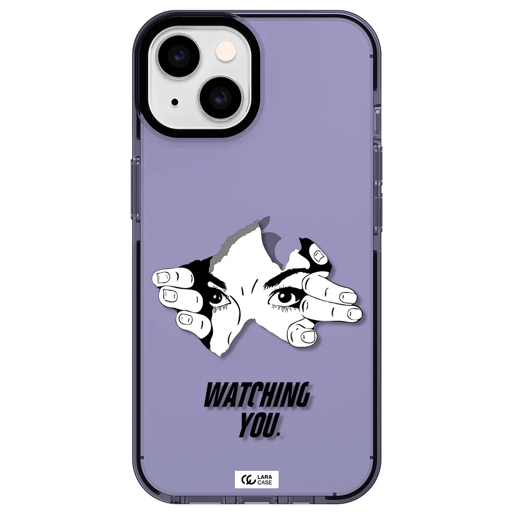 a hand with a hole in the wall Apple iPhone 14 impact Lilac Case