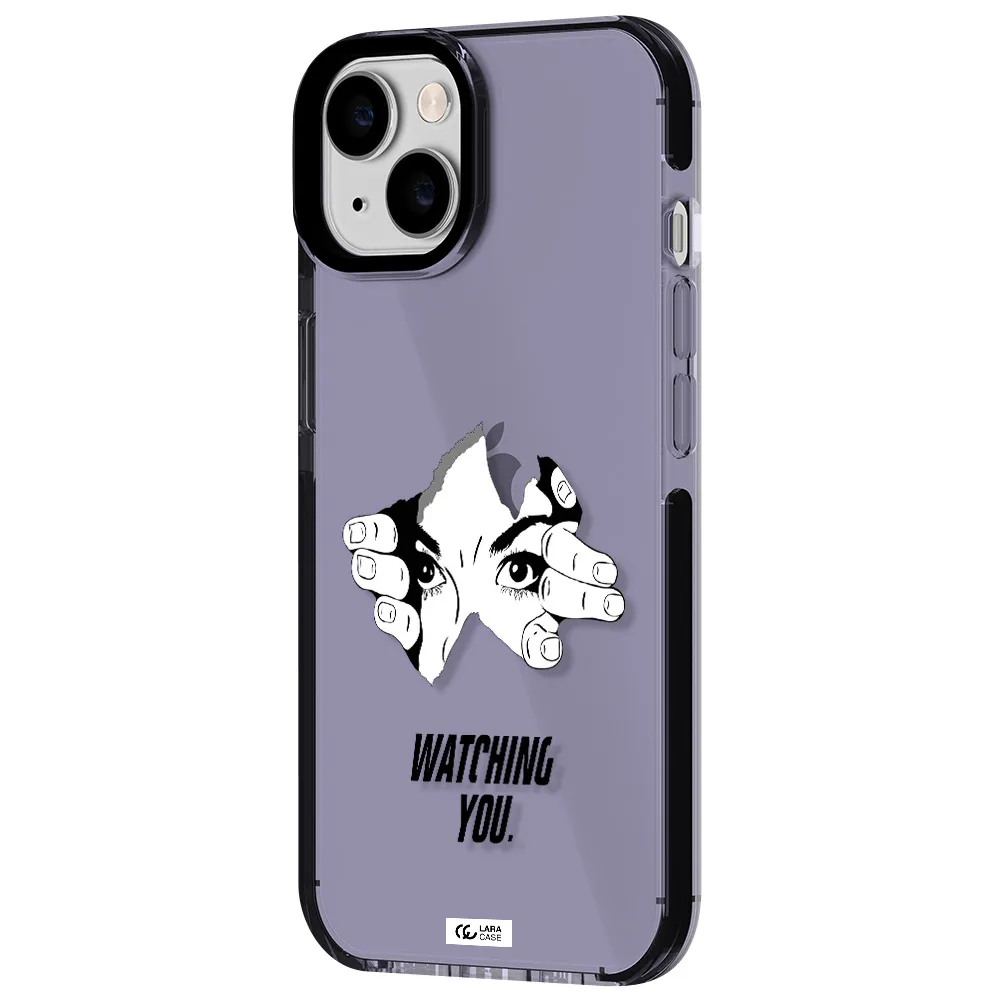 a hand with a hole in the wall Apple iPhone 14 impact Lilac Case