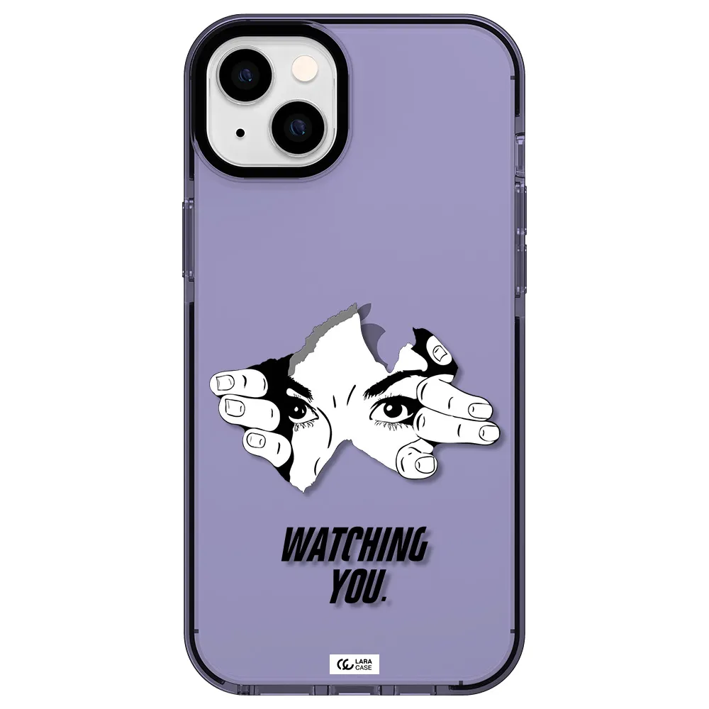 a hand with a hole in the wall Apple iPhone 14 plus impact Lilac Case
