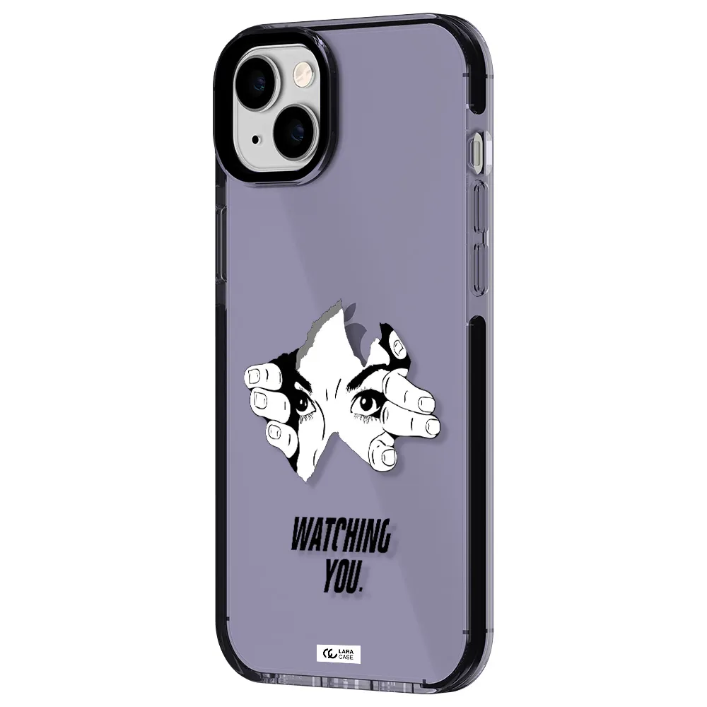 a hand with a hole in the wall Apple iPhone 14 plus impact Lilac Case