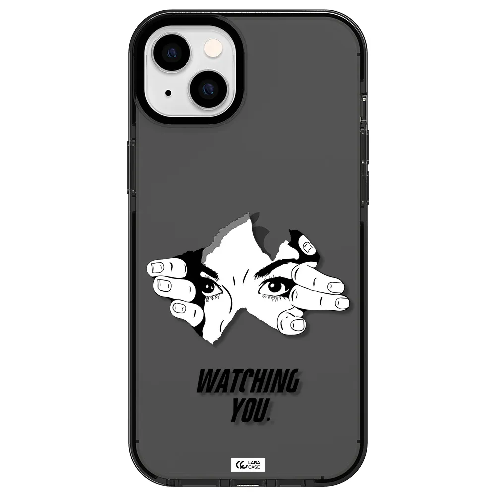 a hand with a hole in the wall Apple iPhone 14 plus impact Smoke Black Case