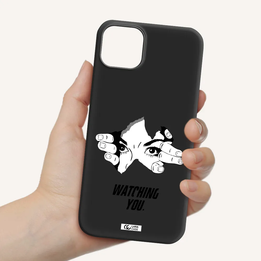 a hand with a hole in the wall Apple iPhone 14 plus Silicone black Case