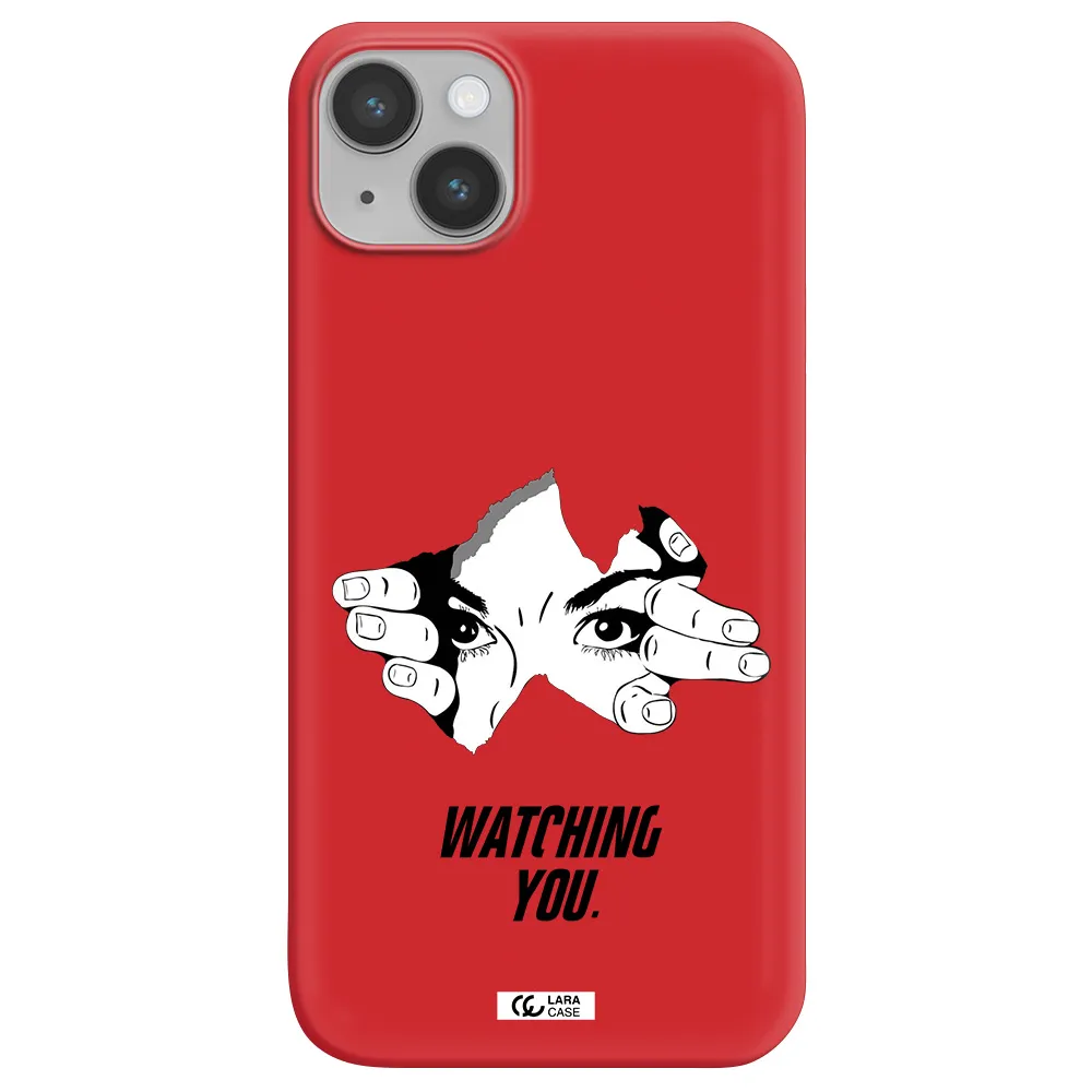 a hand with a hole in the wall Apple iPhone 14 plus Silicone Imperial Red Case