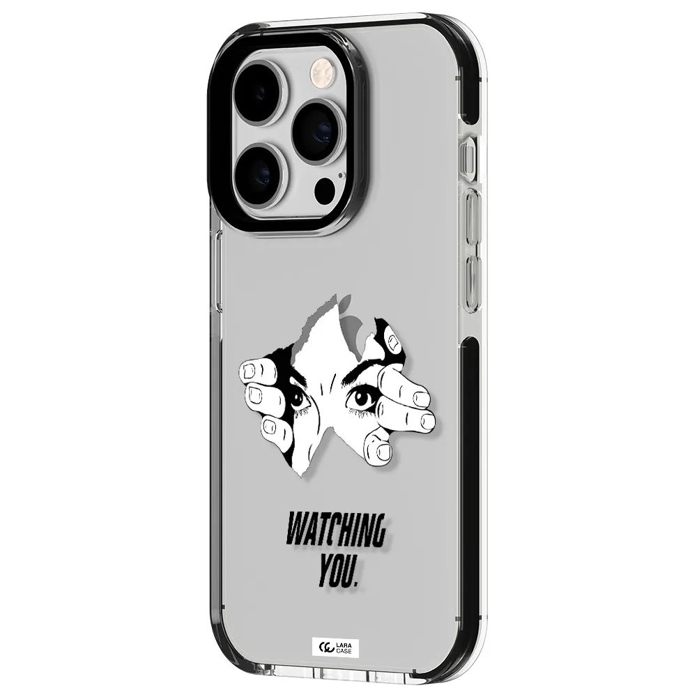 a hand with a hole in the wall Apple iPhone 14 pro impact black border Case