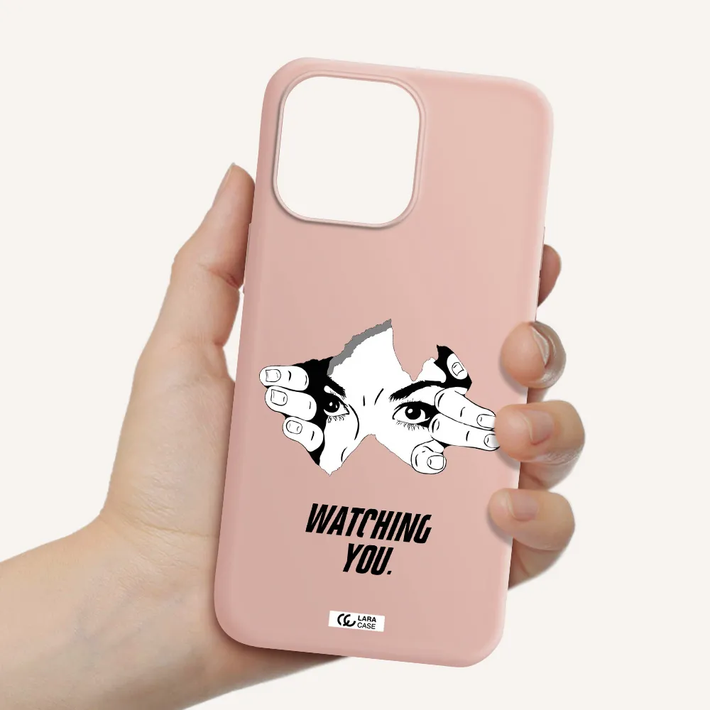 a hand with a hole in the wall Apple iPhone 14 pro max Silicone pastel pink Case