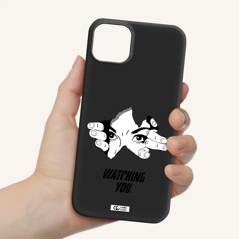 a hand with a hole in the wall Apple iPhone 14 Silicone black Case