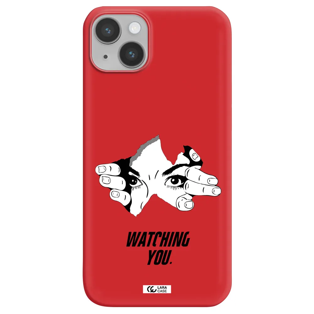 a hand with a hole in the wall Apple iPhone 14 Silicone Imperial Red Case