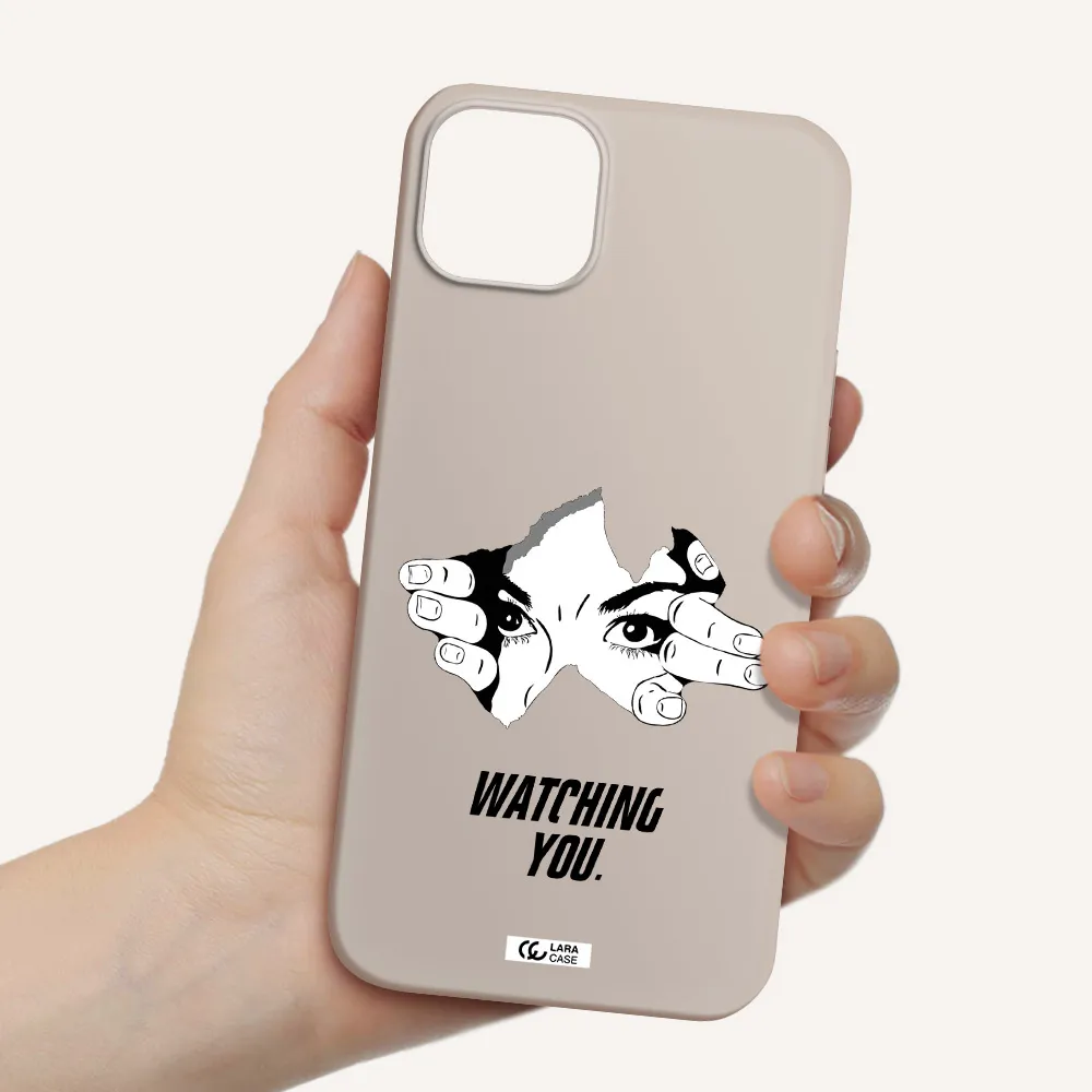 a hand with a hole in the wall Apple iPhone 14 Silicone Stone Case