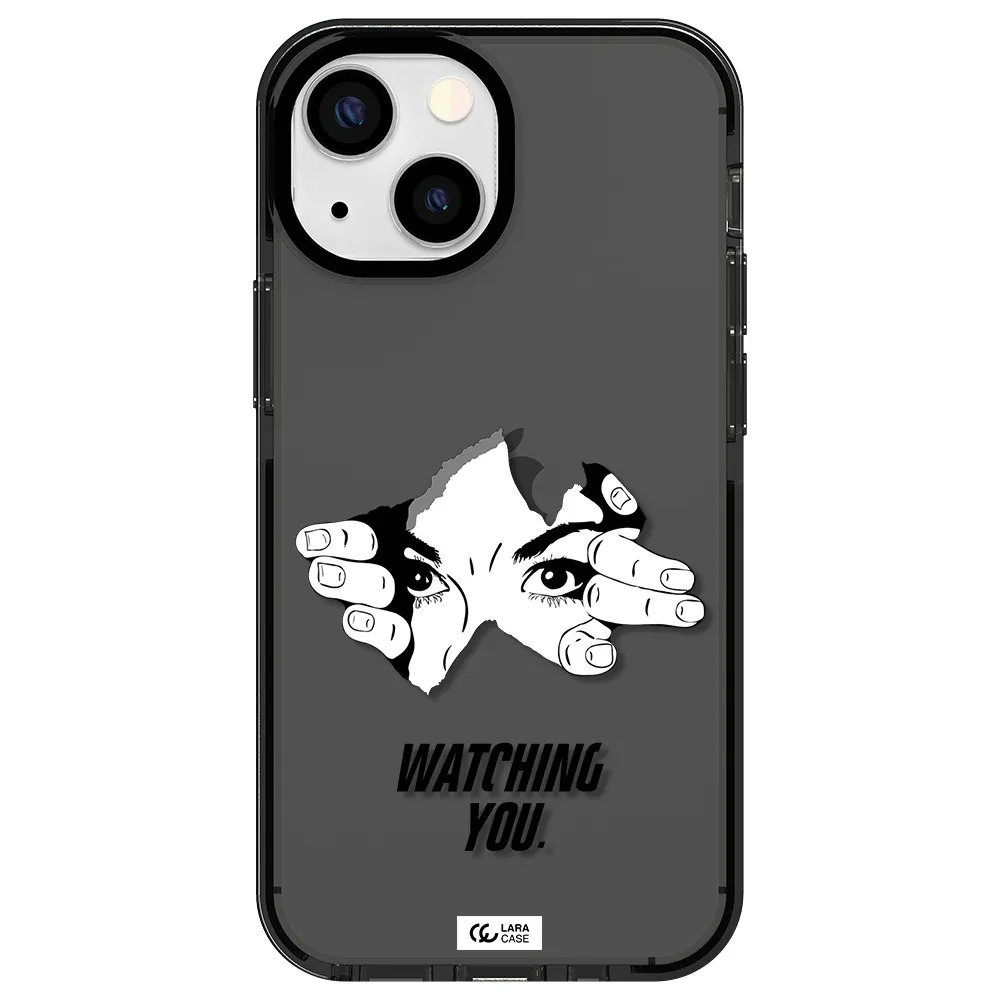 a hand with a hole in the wall Apple iPhone 15 impact Smoke Black Case