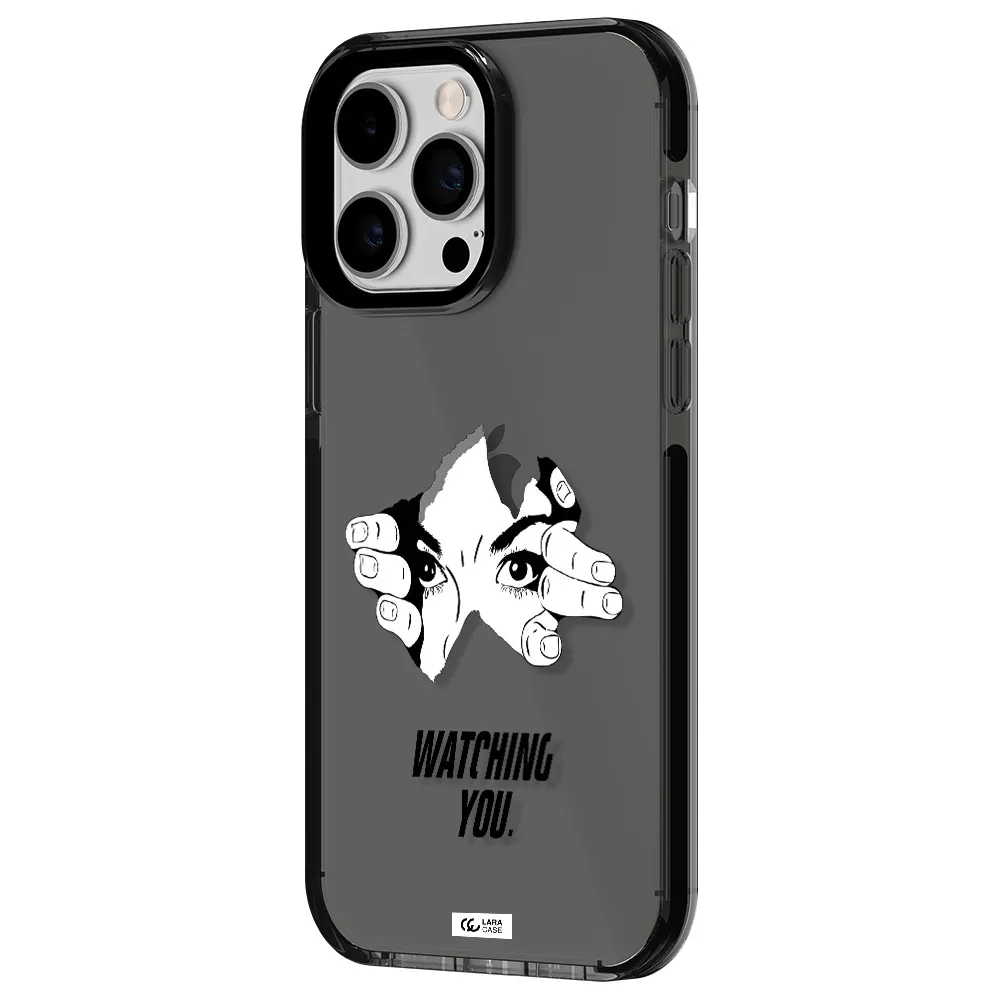 a hand with a hole in the wall Apple iPhone 15 Pro impact Smoke Black Case