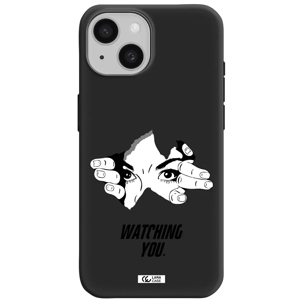 a hand with a hole in the wall Apple iPhone 15 Silicone black Case