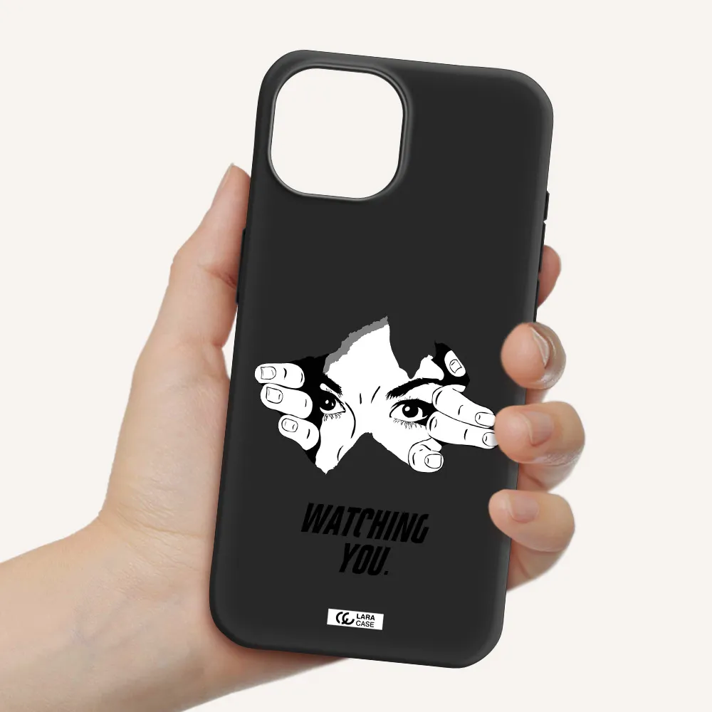 a hand with a hole in the wall Apple iPhone 15 Silicone black Case