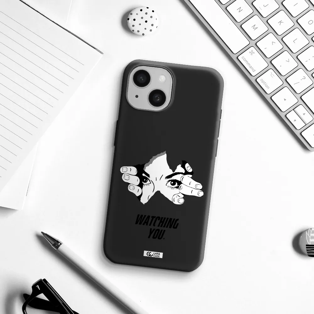 a hand with a hole in the wall Apple iPhone 15 Silicone black Case