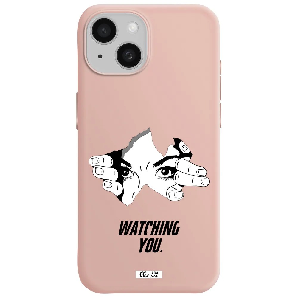 A Hand With A Hole In The Wall Apple Iphone 15 Silicone Pastel Pink Case