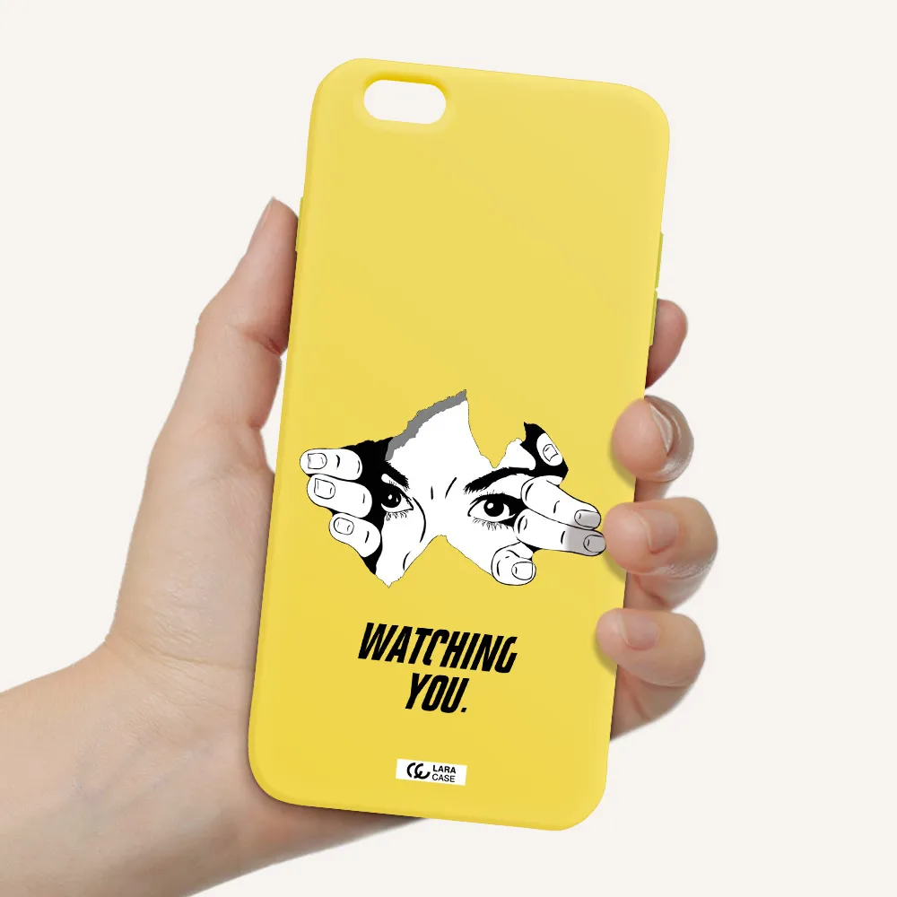 a hand with a hole in the wall Apple iPhone 6 plus Silicone canary yellow Case